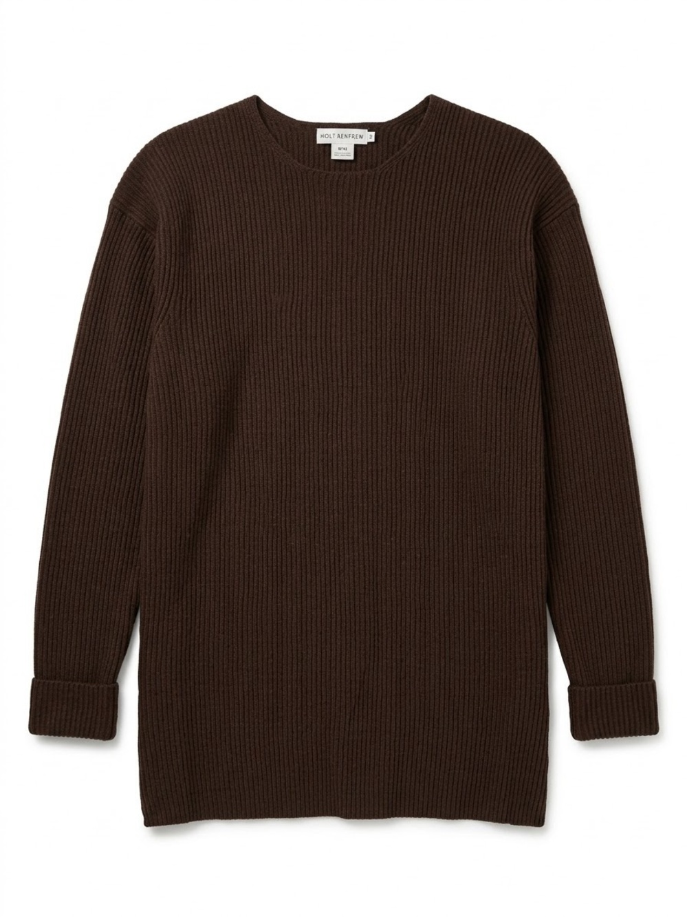 Vintage Holt Renfrew Brown Lambswool Cashmere Ribbed Oversized Sweater M